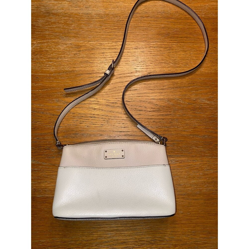 Kate Spade New York White Pebbled Leather Crossbody Bag With Adjustable Strap